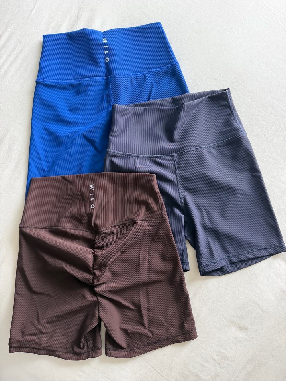 WILO ribbed biker shorts - Blue, Gray, Brown